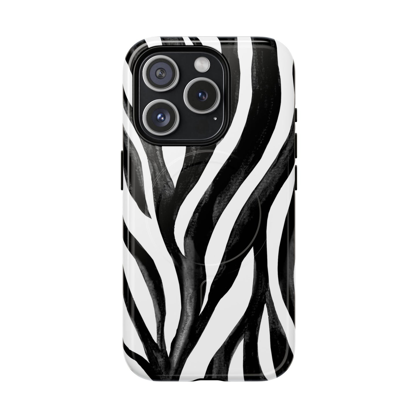 Wild Lines Zebra Stripe Tough Magnetic Phone Case — Black & White Protective Cover