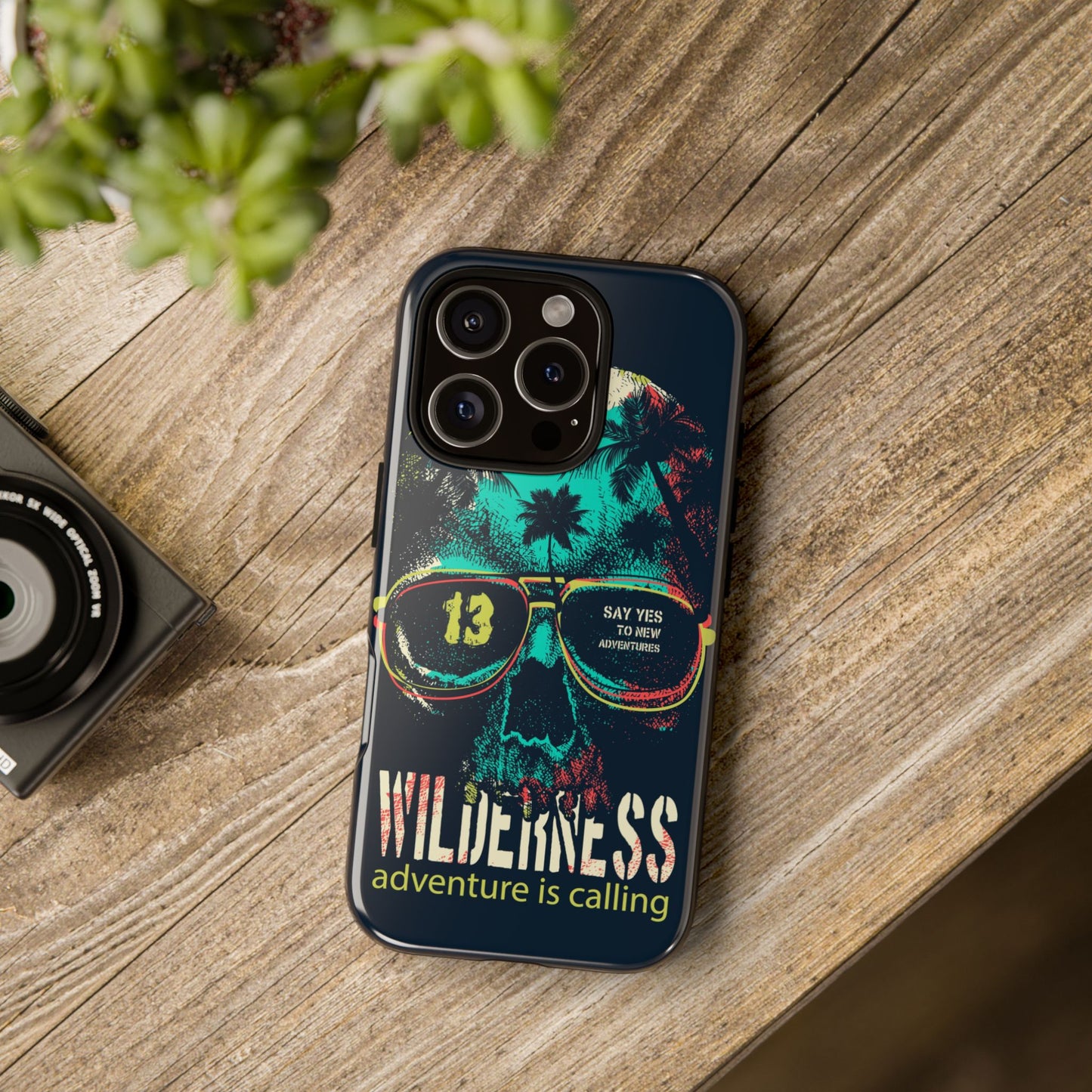 Wilderness Adventure Phone Case — 'Adventure Is Calling' Skull Sunglasses Design