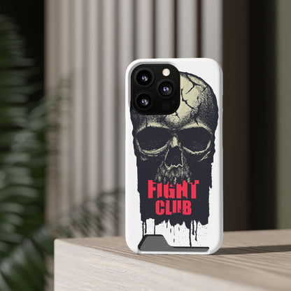Fight Club Skull Phone Case with Card Holder — Bold Gothic Skull Design
