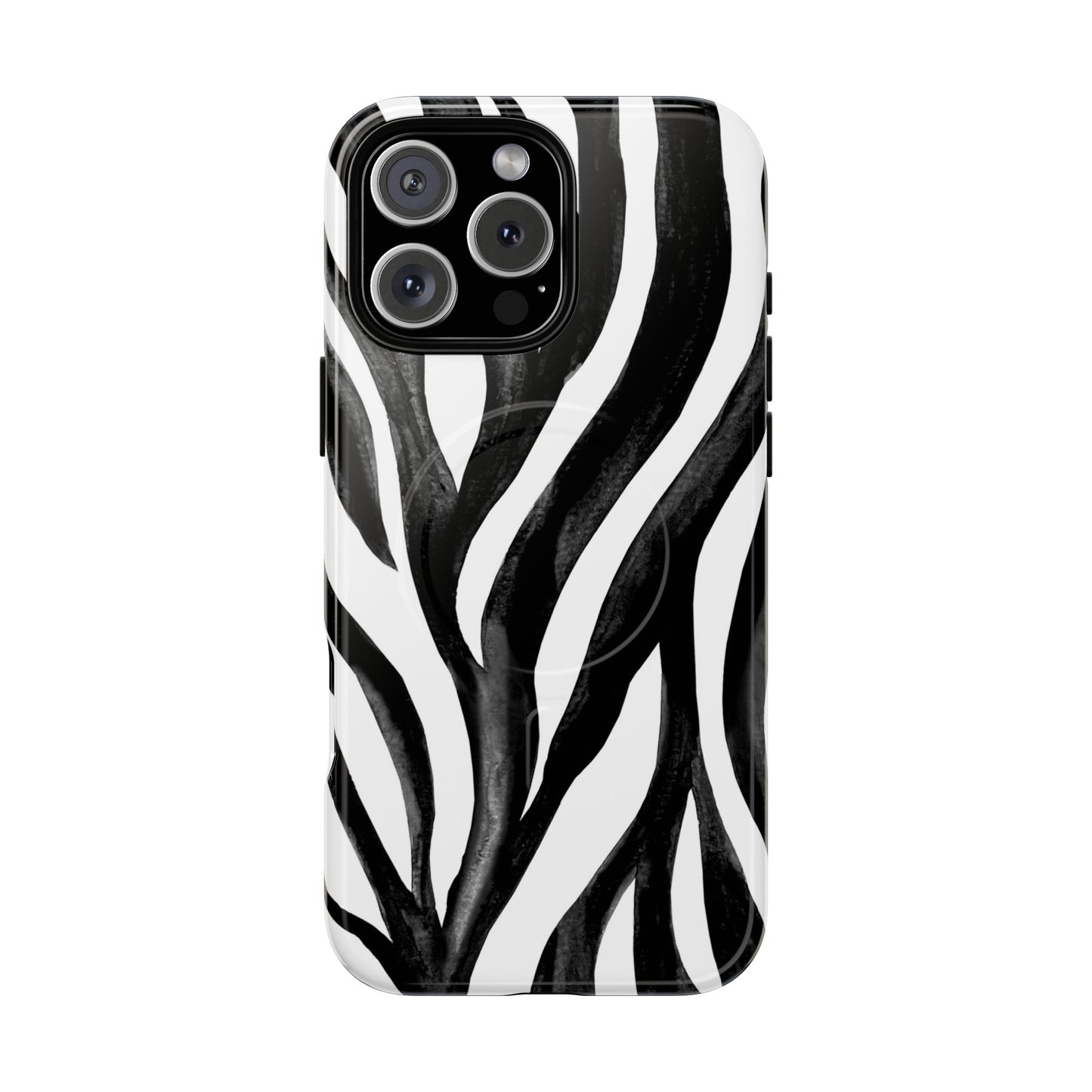 Wild Lines Zebra Stripe Tough Magnetic Phone Case — Black & White Protective Cover