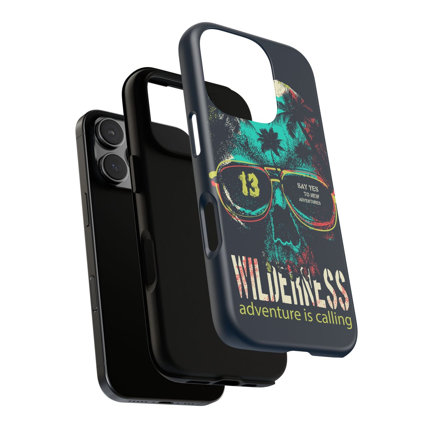 Wilderness Adventure Phone Case — 'Adventure Is Calling' Skull Sunglasses Design