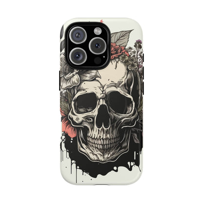 Dark Aura Skull & Roses iPhone Case – Gothic Floral Magnetic Protective Cover