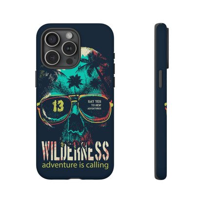 Wilderness Adventure Phone Case — 'Adventure Is Calling' Skull Sunglasses Design