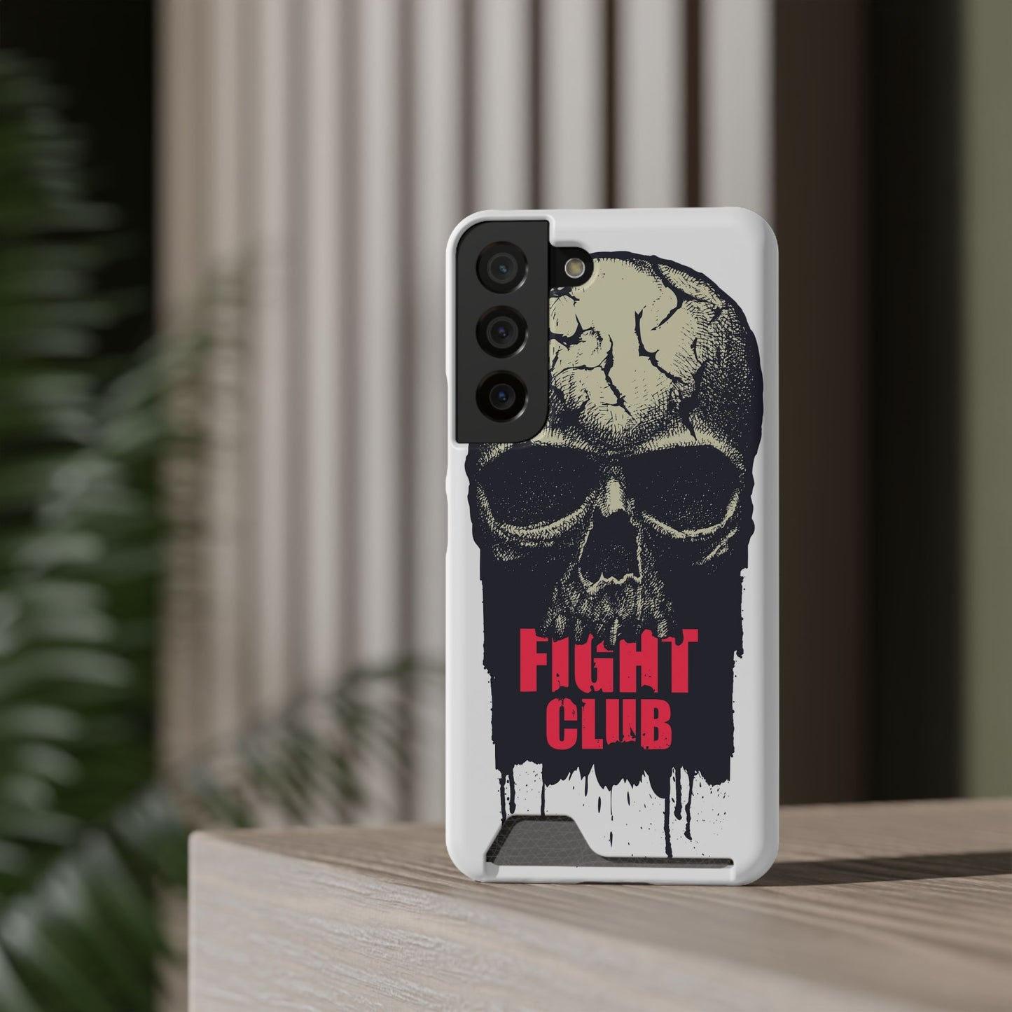 Fight Club Skull Phone Case with Card Holder — Bold Gothic Skull Design