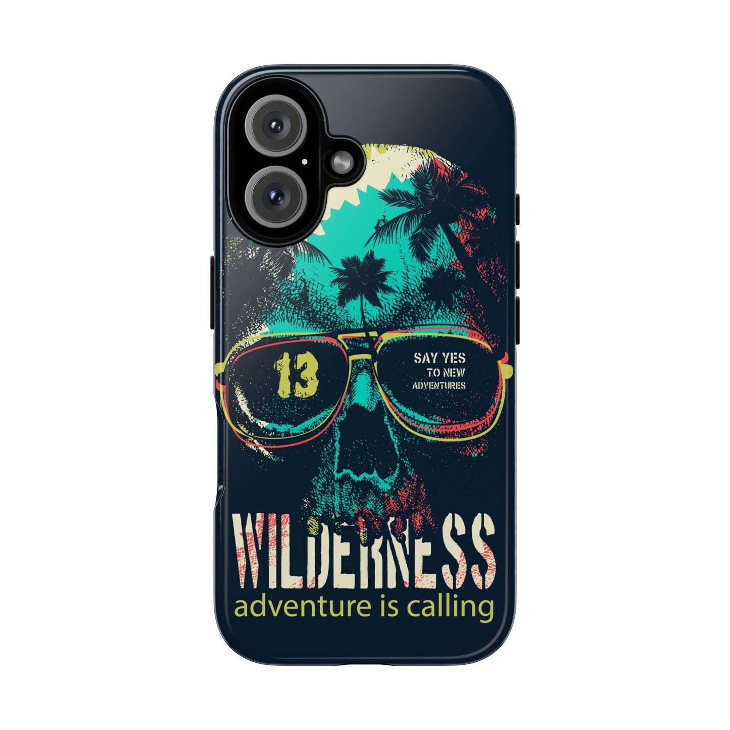 Wilderness Adventure Phone Case — 'Adventure Is Calling' Skull Sunglasses Design
